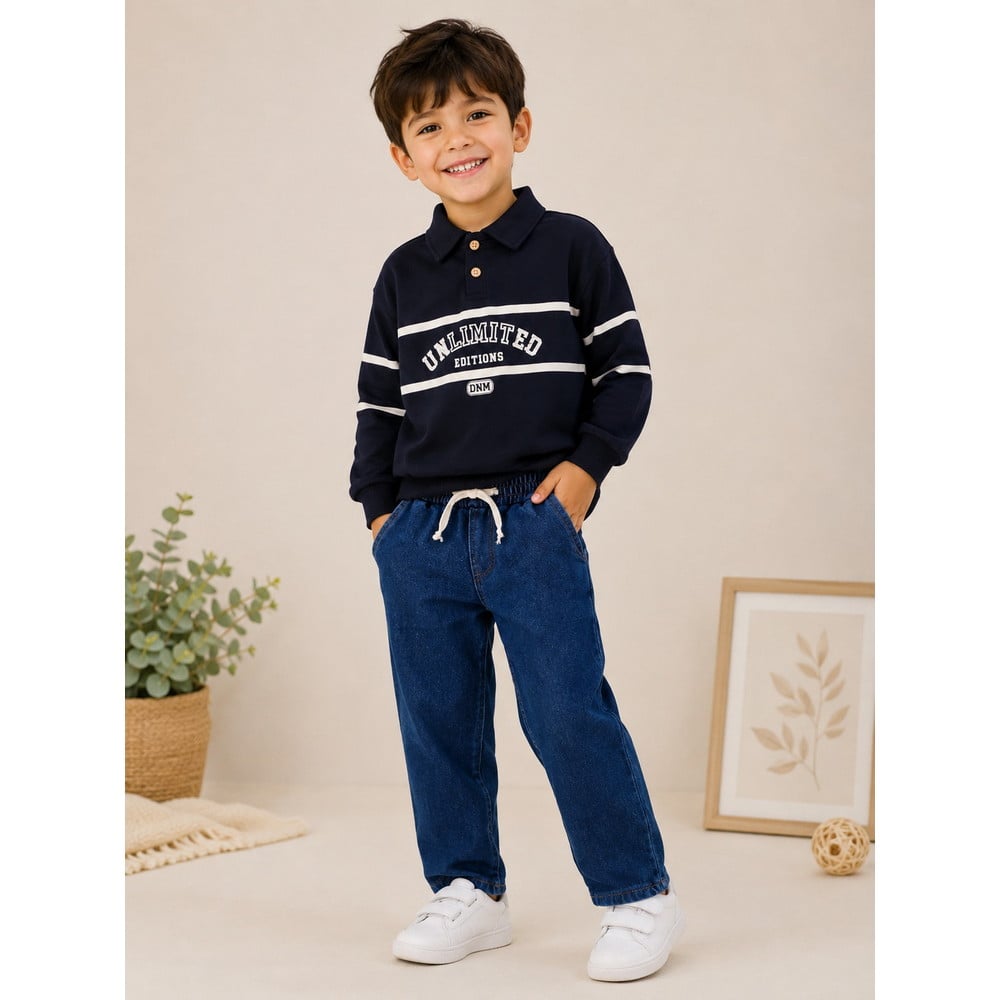 Erkek Çocuk Polo Yaka Sweatshirt ve Kot Pantolon İkili Takım