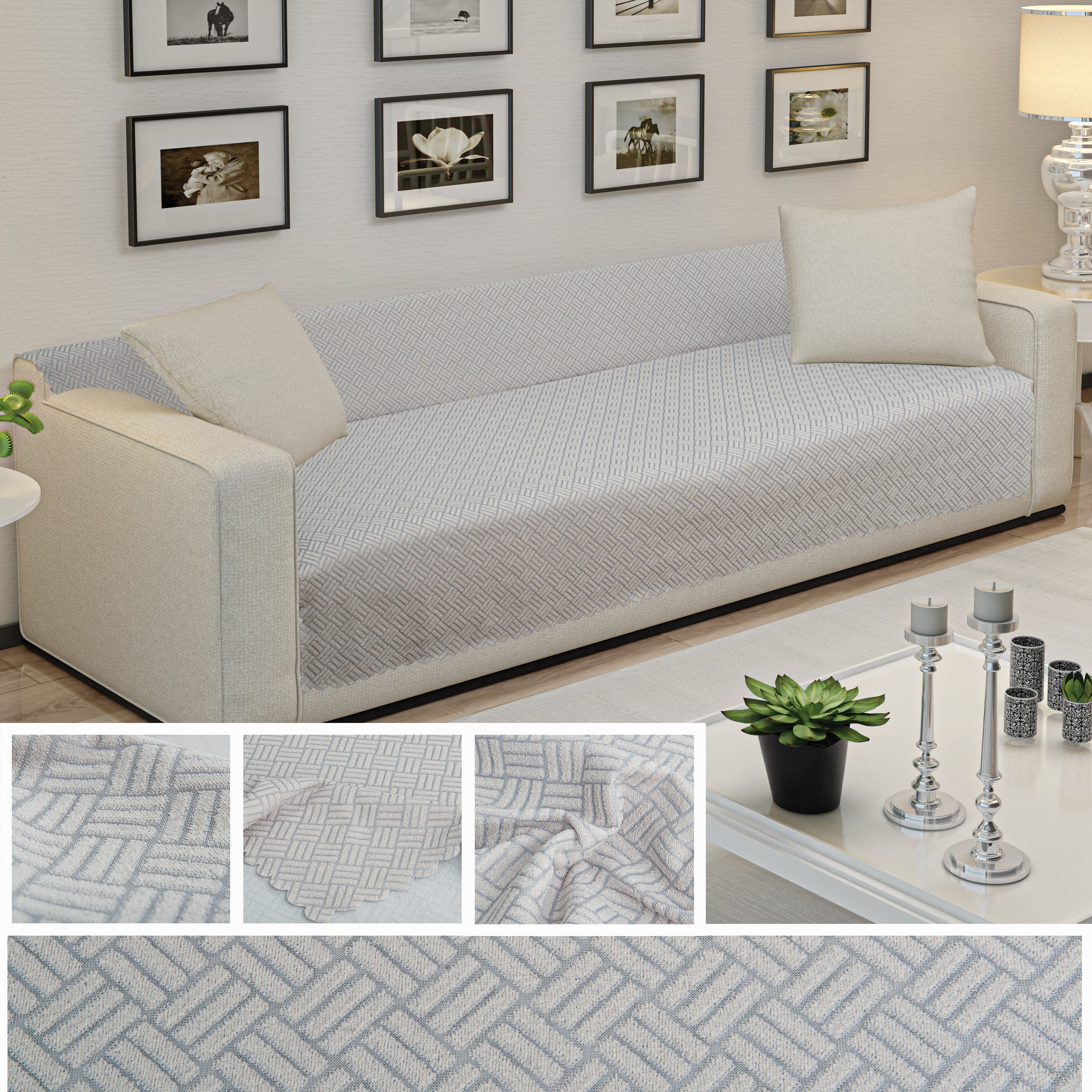 Kaymaz Tabanlı Koltuk Örtüsü 175x215 cm – Altı Polarlı, Örme Kumaş, Çekyat ve Kanepe Uyumlu