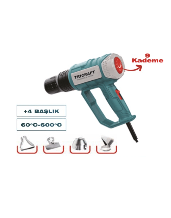 TRICRAFT 2000W SICAK HAVA TABANCASI 9 KADEMELİ