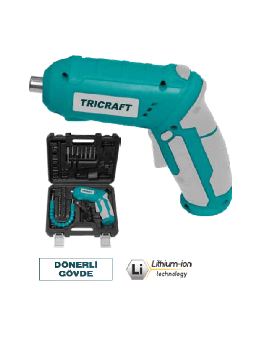 TRICRAFT 37 PARÇA ŞARJLI TORNAVİDA SETİ DÖNERLİ GÖ
