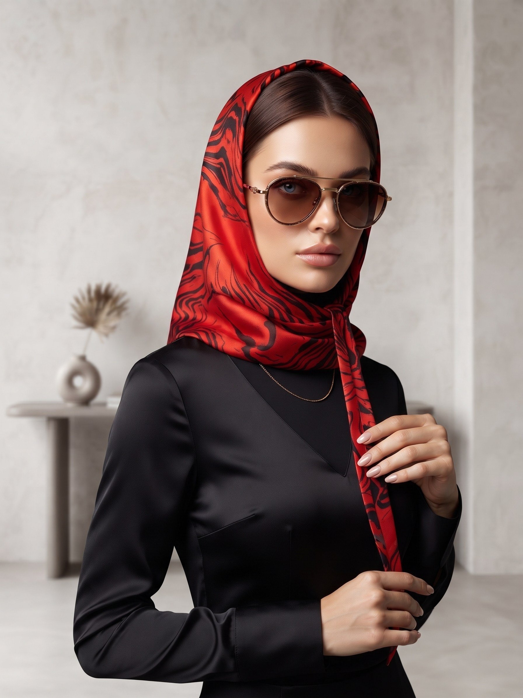 KIRMIZI LEOPAR DESENLİ BONE