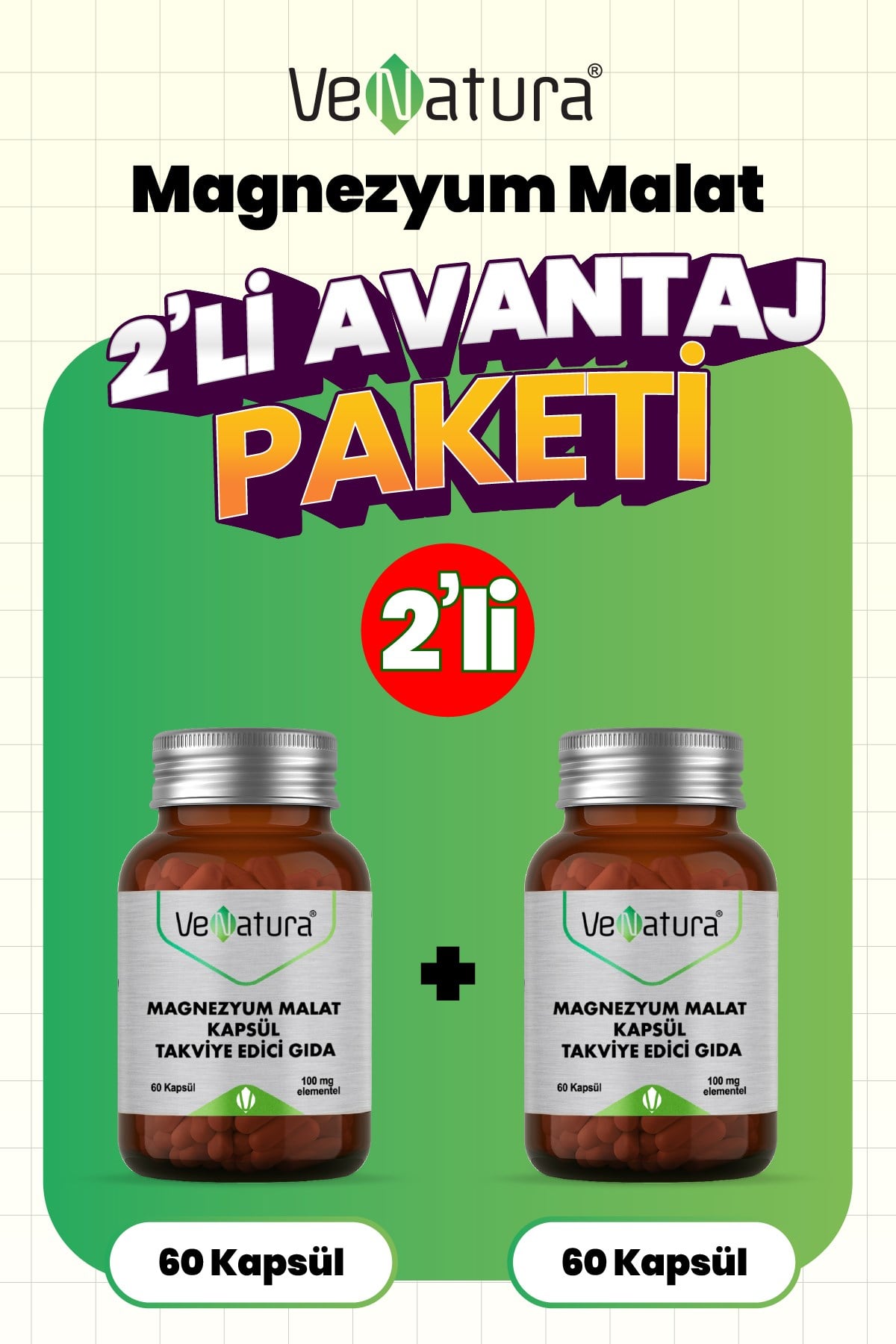 Magnezyum Malat Kapsül 60 Kapsül 2 Adet
