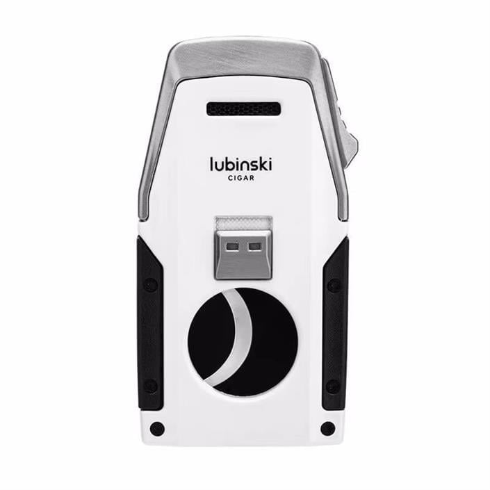 Lubinski Premium Çift Torch Puro Çakmağı Dahili Yarasa Kesici - Delici ve Sehpa Özellikli Beyaz