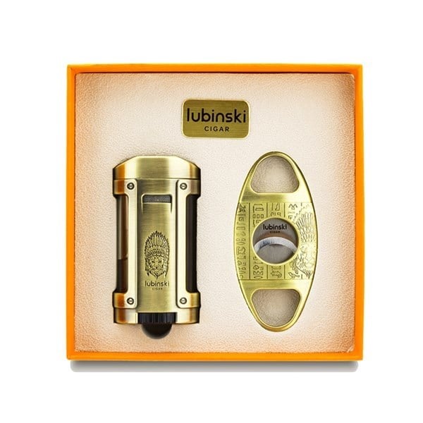 Lubinski Premium Gold Motif İşlemeli İkili Puro Seti