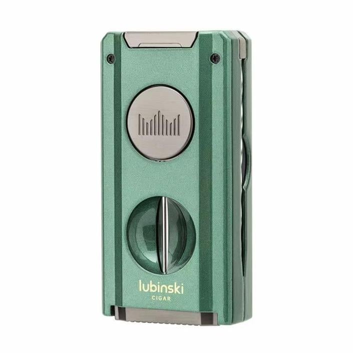 Lubinski Yeni Seri Dahili V-Cutter Delicili ve İğneli Çift Torch Puro Çakmağı Yeşil