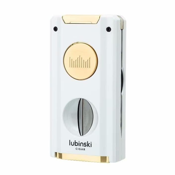 Lubinski Yeni Seri Dahili V-Cutter Delicili ve İğneli Çift Torch Puro Çakmağı White