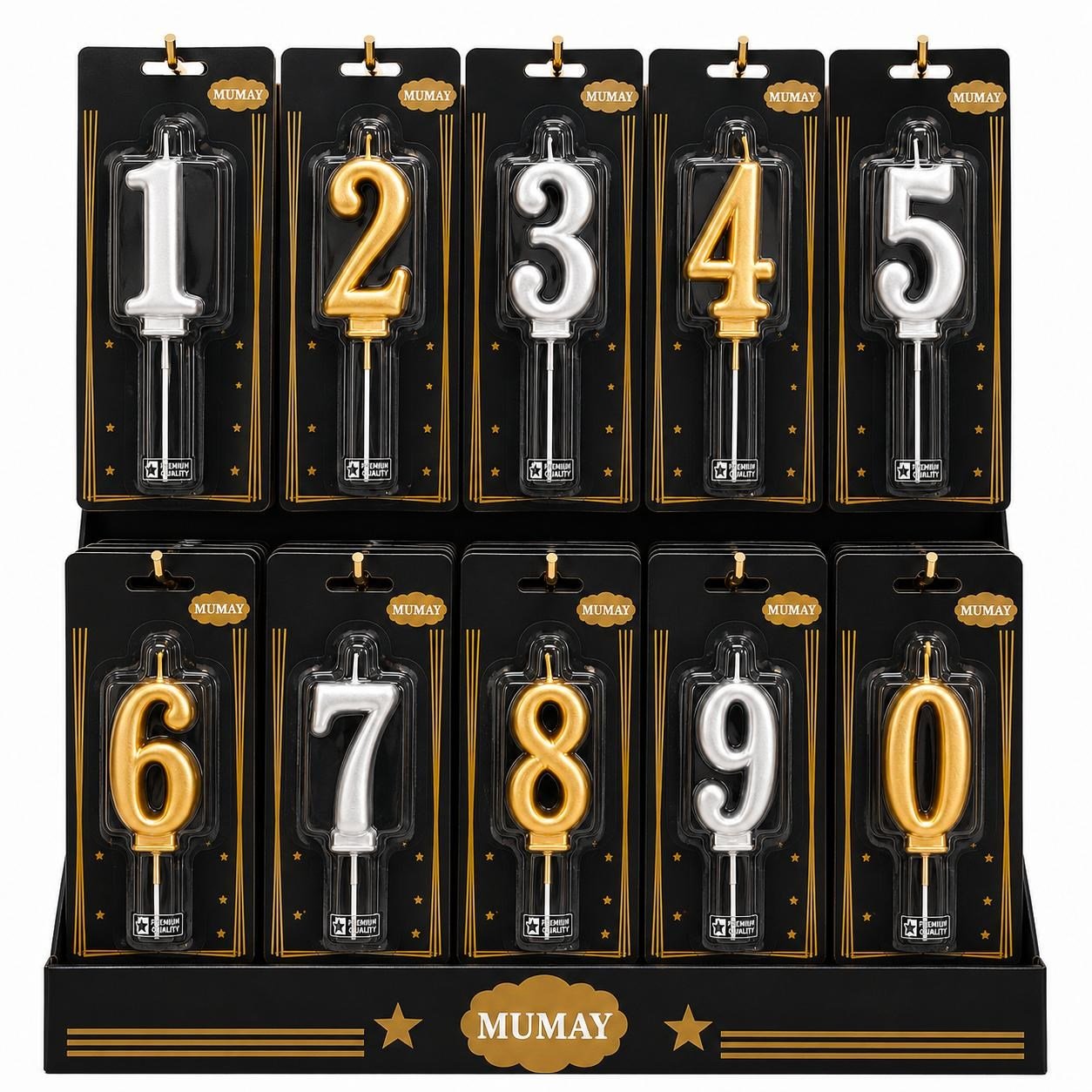 1. kalite gold gümüş rakam mum 200 adet standlı