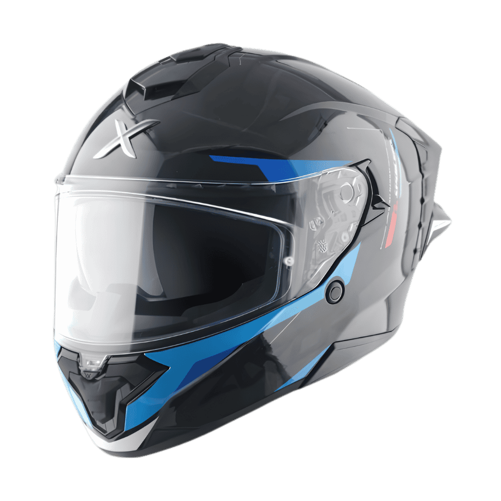 Axor Brutale Kryptic-E Black Blue Motosiklet Kaskı
