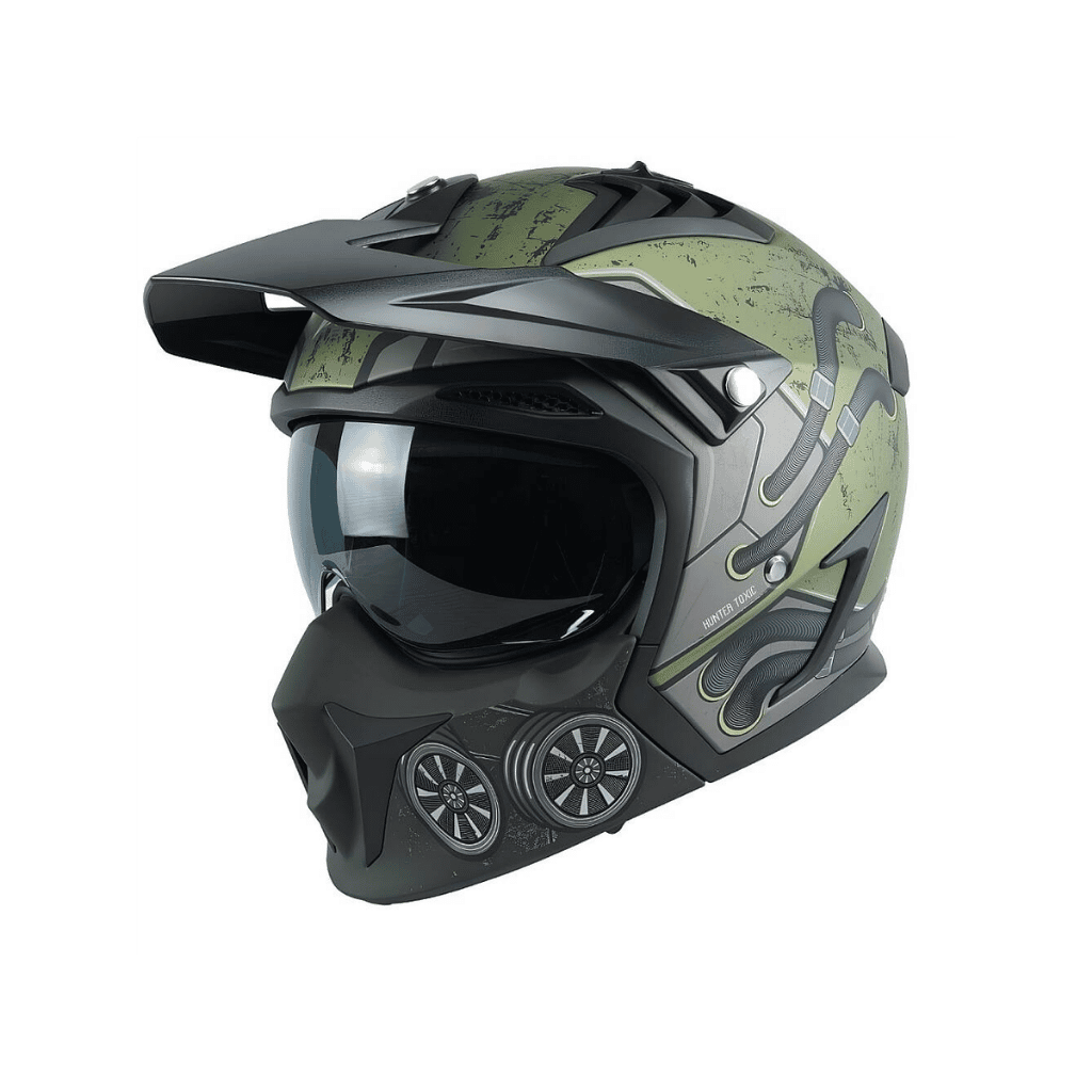Axxis Hunter Toxic C6 Mat Yeşil Çenesi Çıkan Motosiklet Kaskı