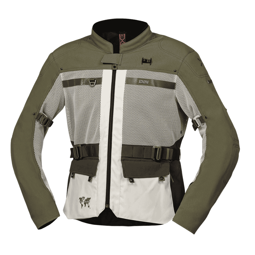 iXS Venture-Big Air 1.0 Korumalı Yazlık Fileli Motosiklet Montu – Açık Gri / Haki (Light Grey - Olive)