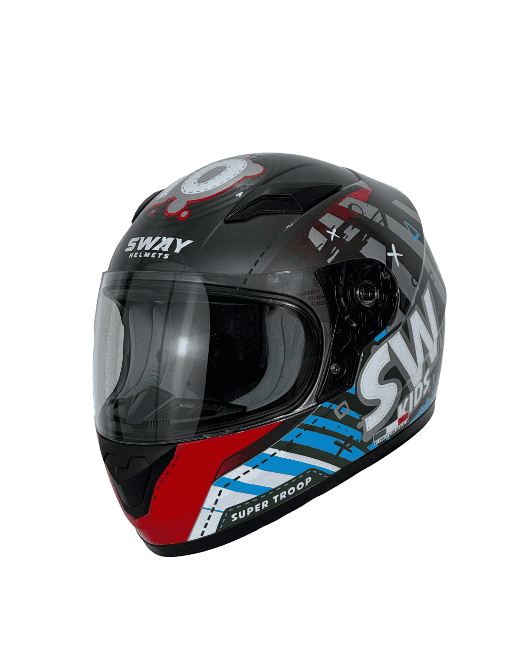 Sway FS-185K Alien Çocuk Kaskı - Titanyum / Kırmızı