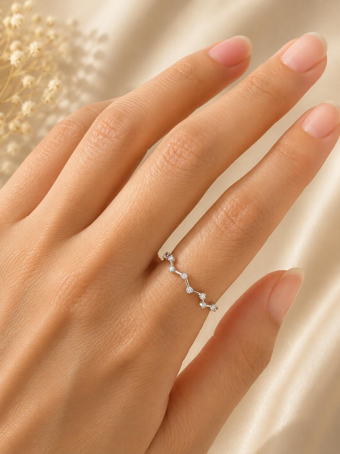 Taşlı Çizgisel Silver Yüzük