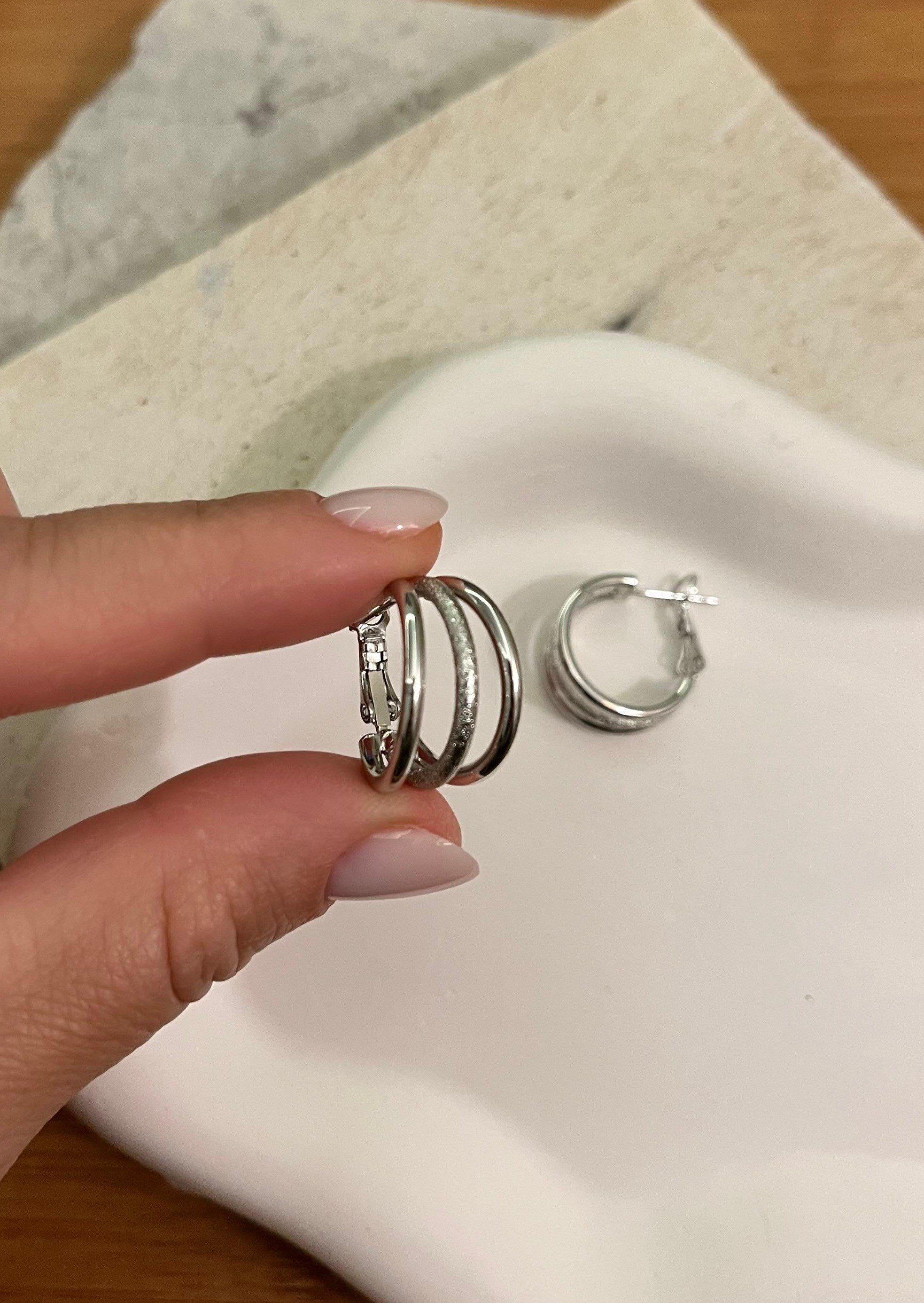 Üç Sıra Halkalar Silver Küpe