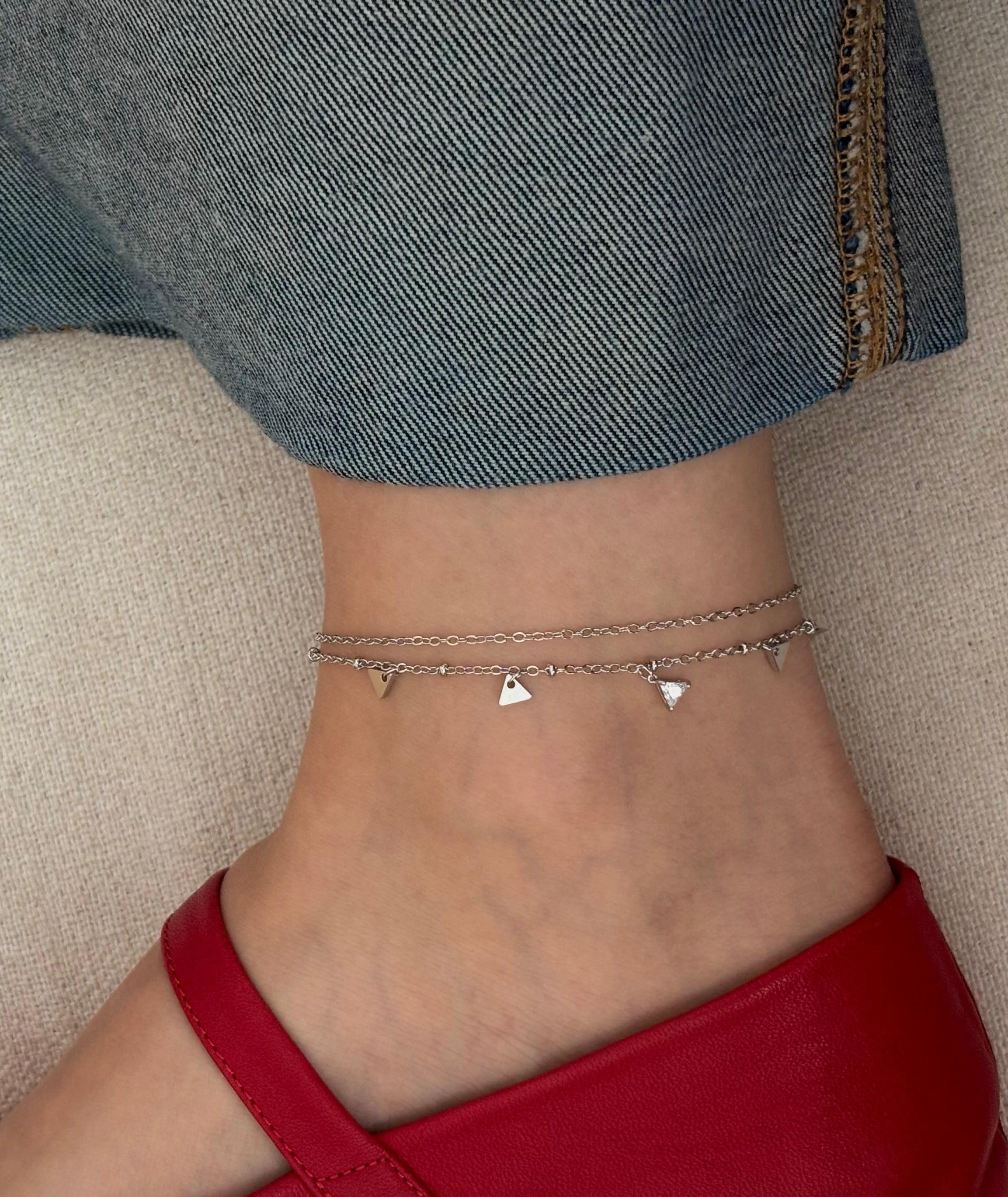 Üçgen Charmlı Silver Halhal