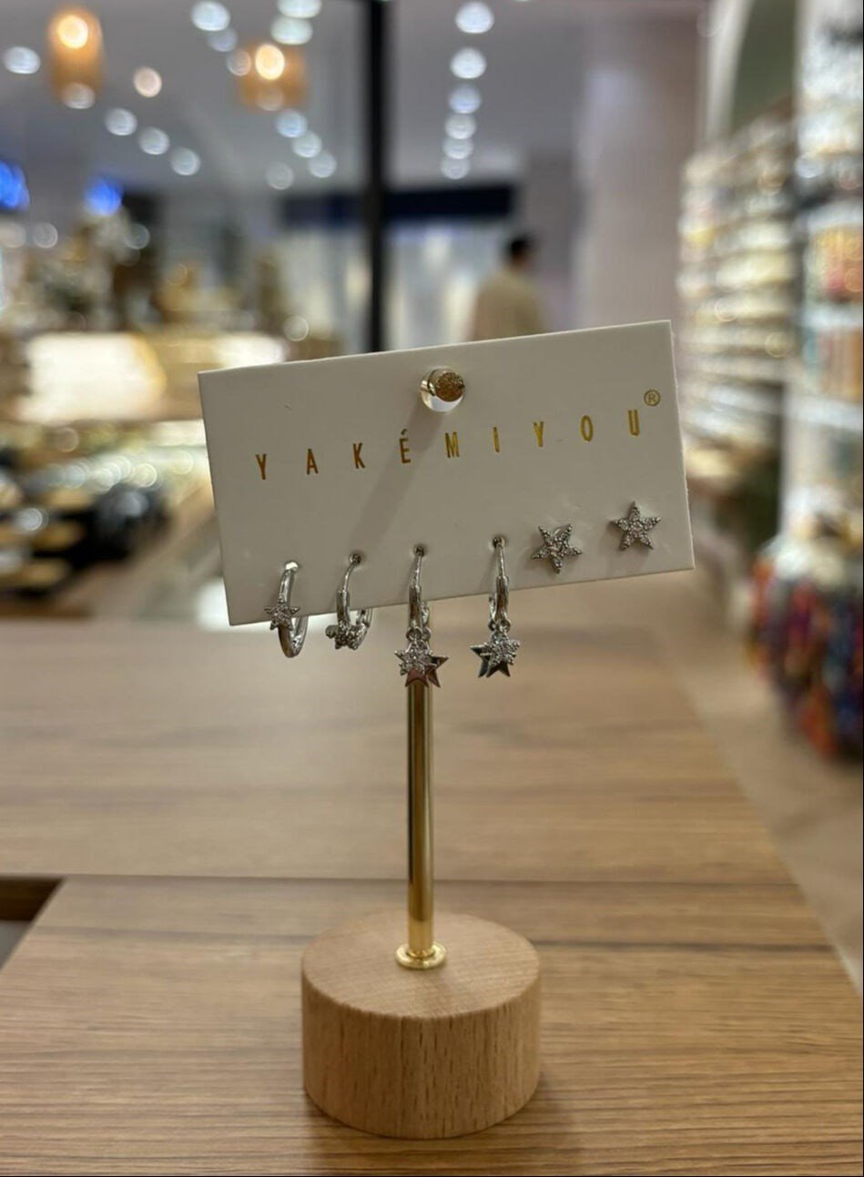 Yakemiyou Silver Karma Yıldızlar Altılı Küpe