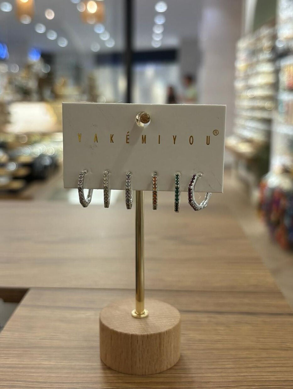Yakemiyou Silver Sekizgen Altılı Küpe