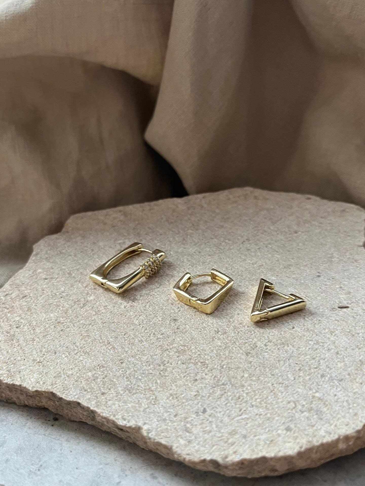YSX Jewelry Geometrik Üçlü Küpe Seti