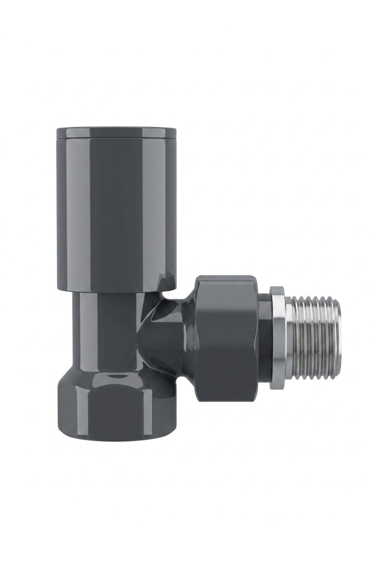 Radyatör Havlupan Vanası Köşe Tip 1/2'' Antrasit ( Ral 7016 ) Parlak ( Metal Volan )