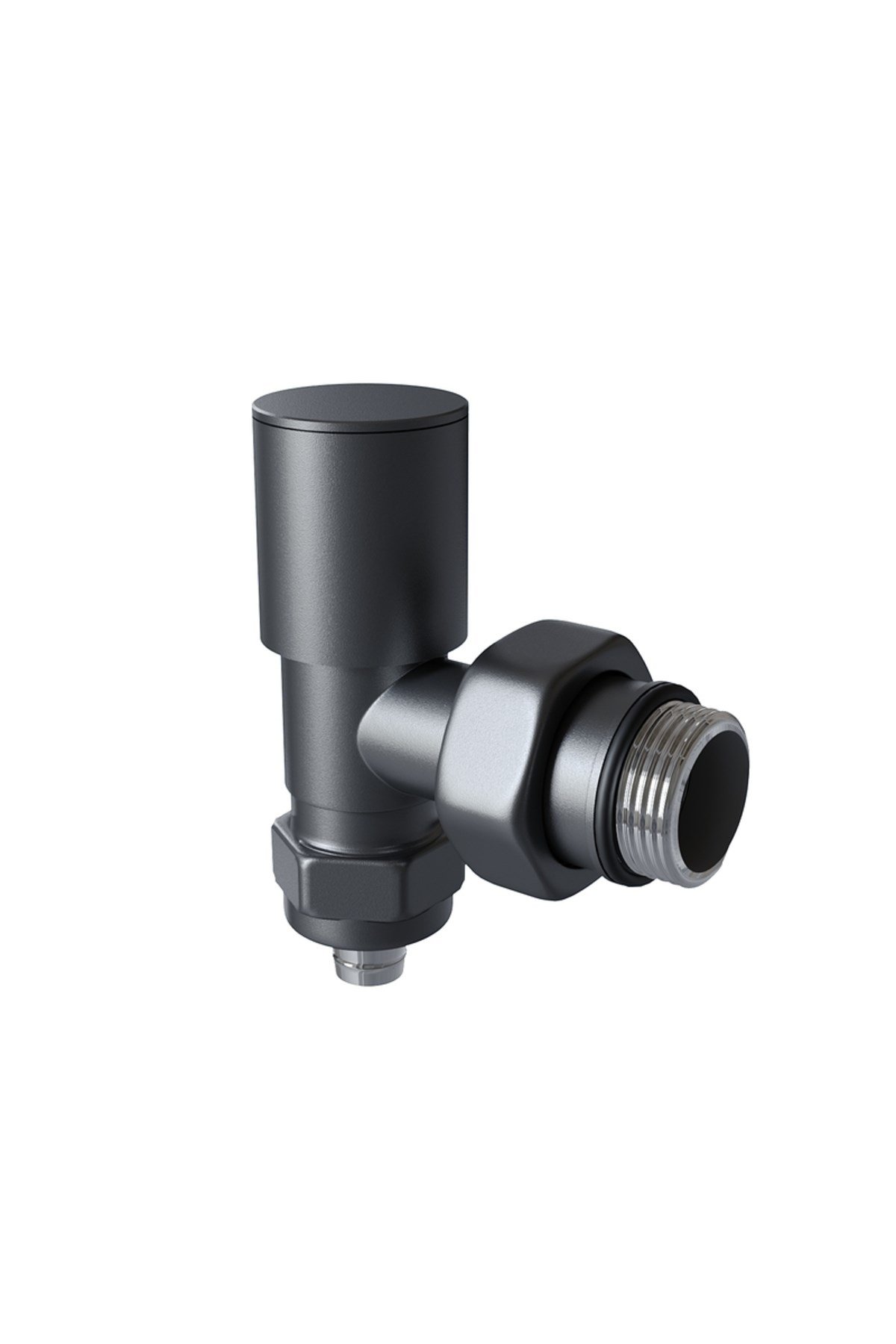 Radyatör Vanası 1/2'' Antrasit ( Ral 7016 ) Köşe Pex (Metal Volanlı 16*2mm Boru Bağl. Rakorlu)