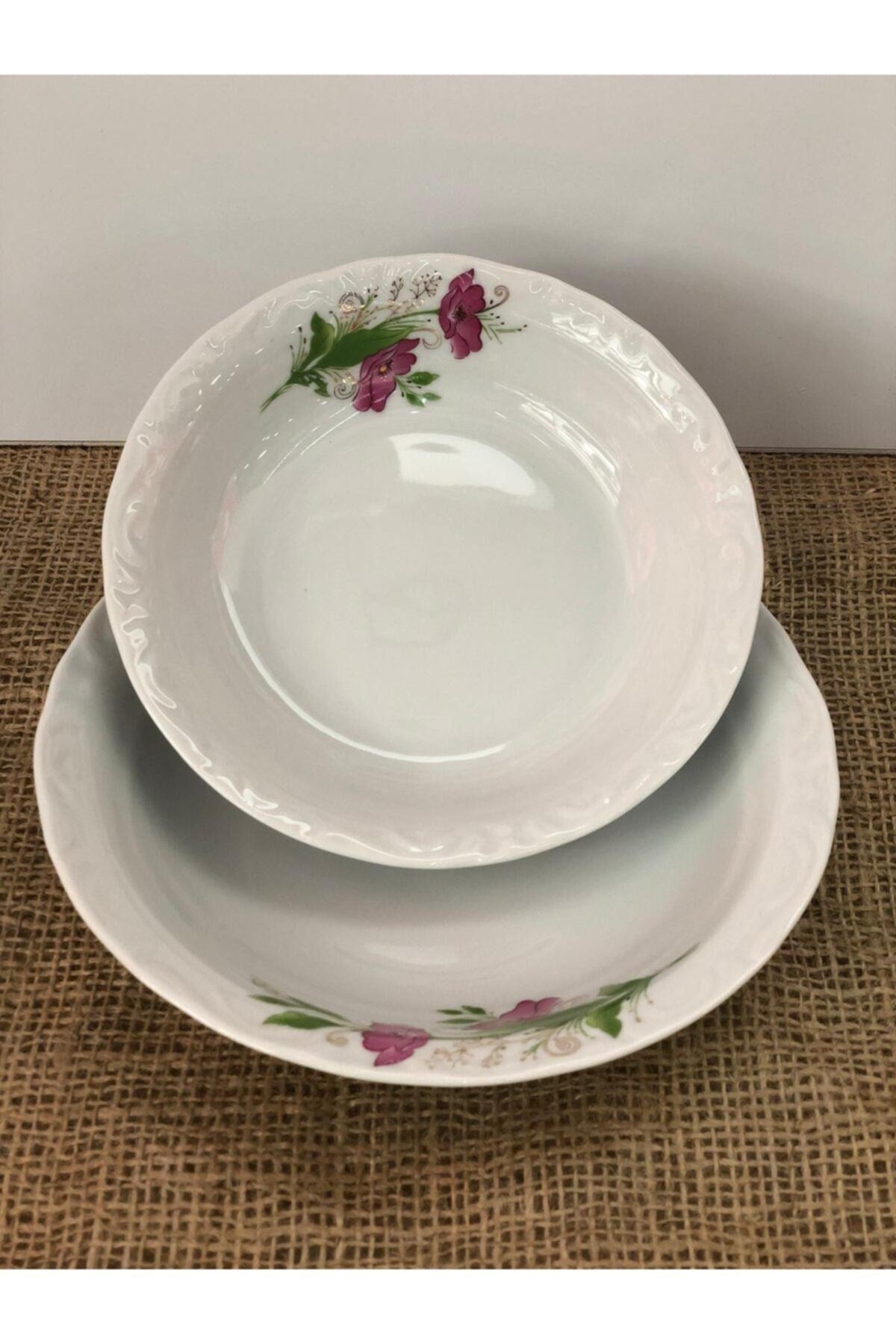 6 Lı Lal  Çukur Yemek Tabak 19 cm