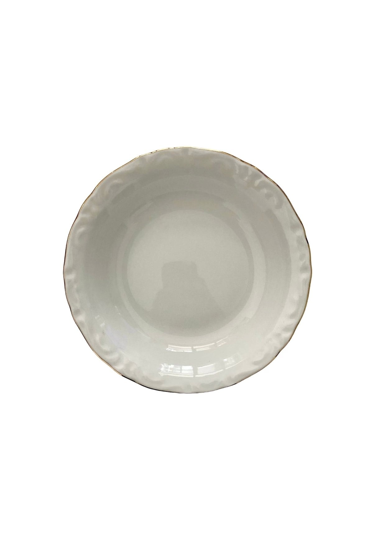 6'lı  Altın Yaldızlı 16 cm Porselen Çukur Tabak