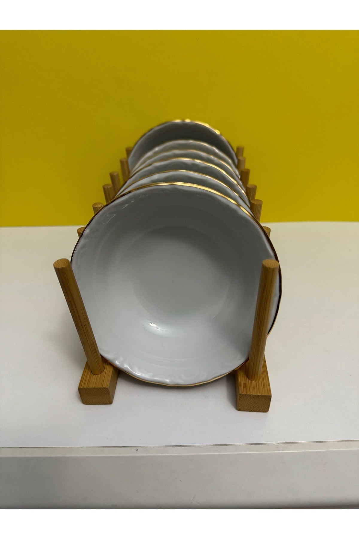 Altın Yaldızlı Kenarları Desenli 13 Cm Çorba Kasesi 6 Lı