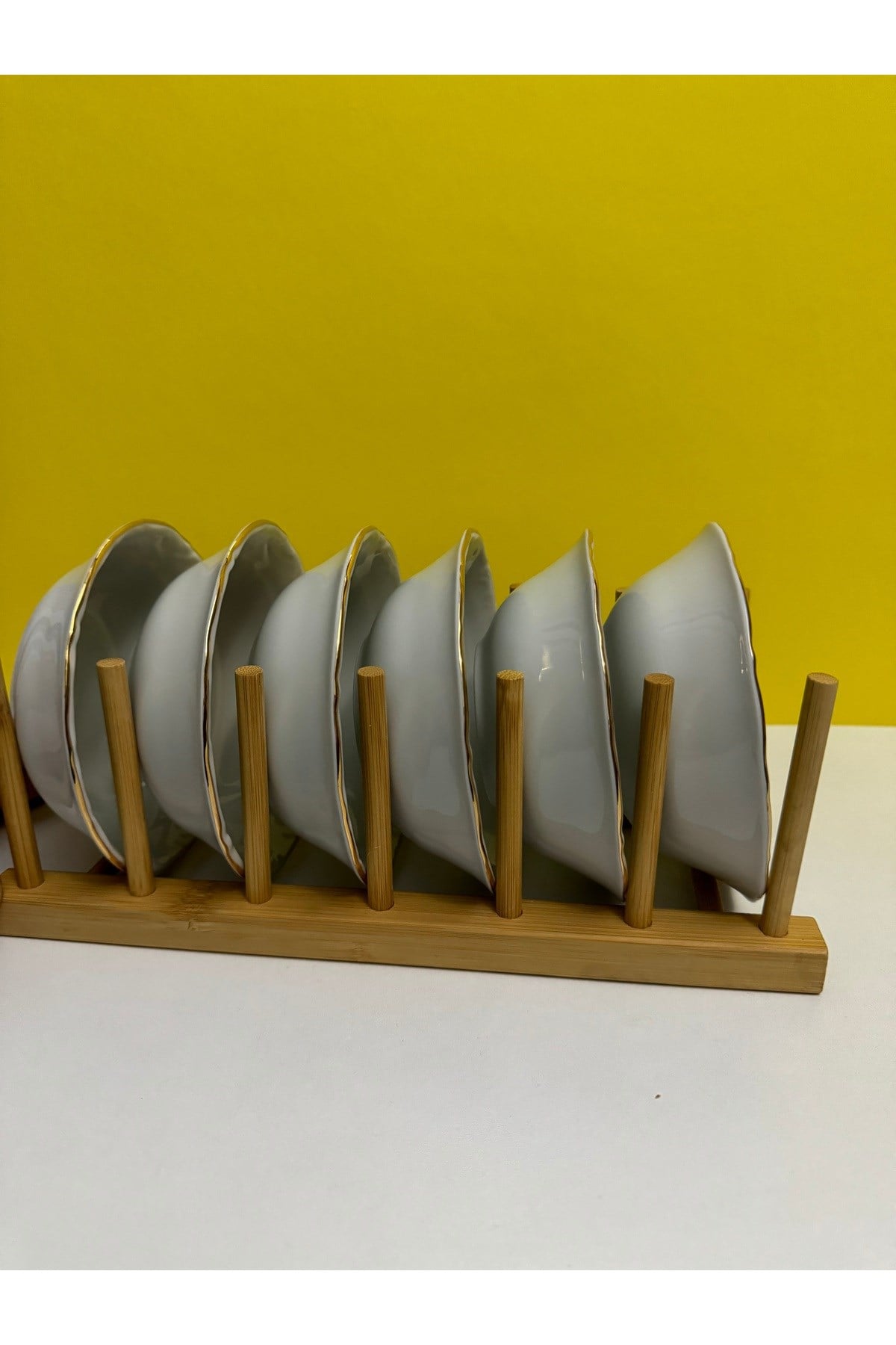 Altın Yaldızlı Kenarları Desenli 13 Cm Çorba Kasesi 6 Lı