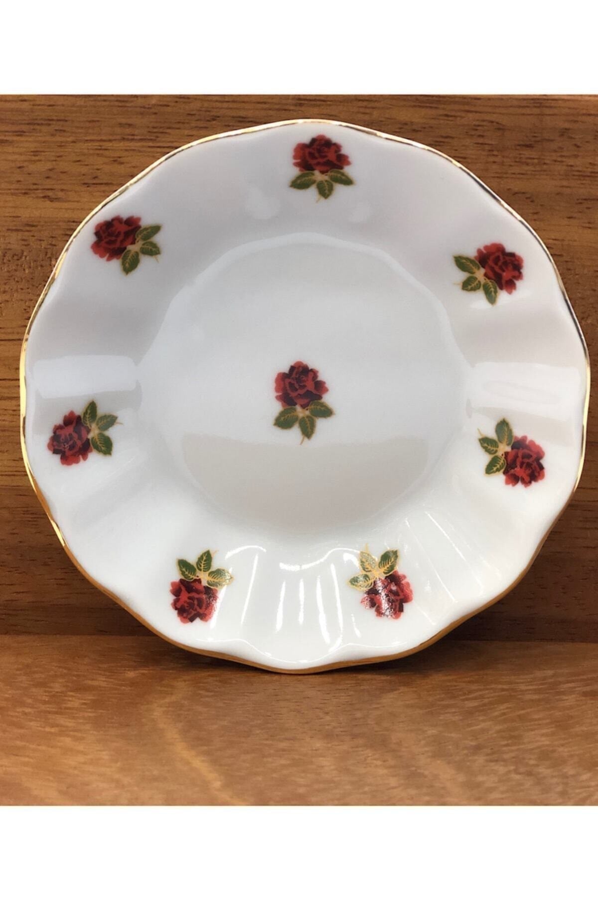 Çay Tabağı 6'lı Kırmızı Gül