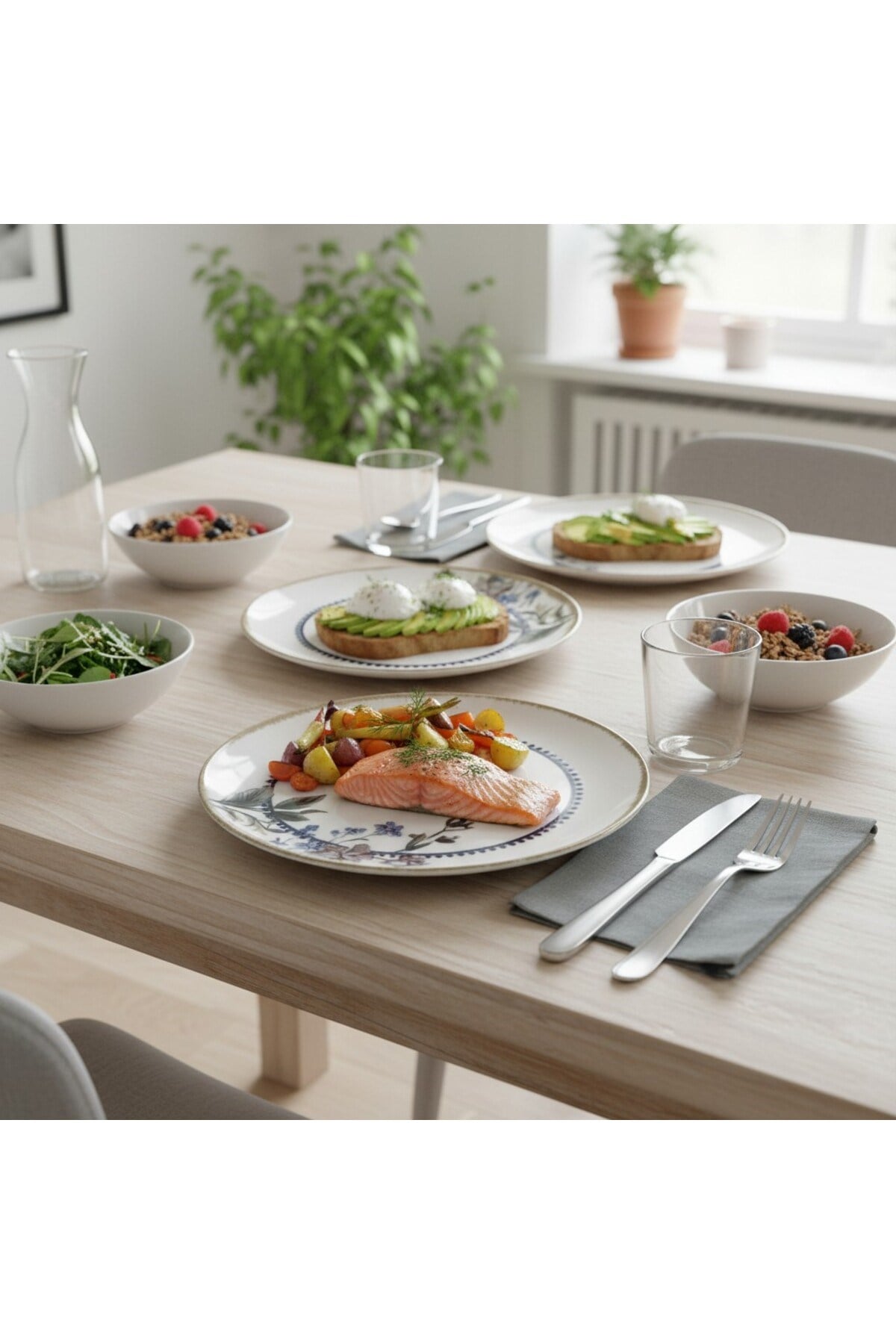 Dijital Desen 6'lI Servis Tabak 25cm Narin