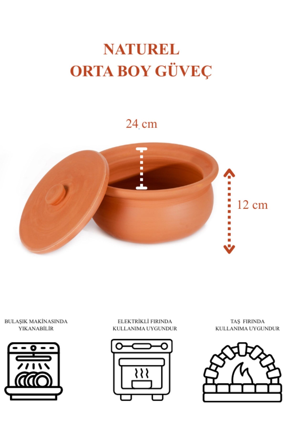 Naturel Güveç Tencere Orta