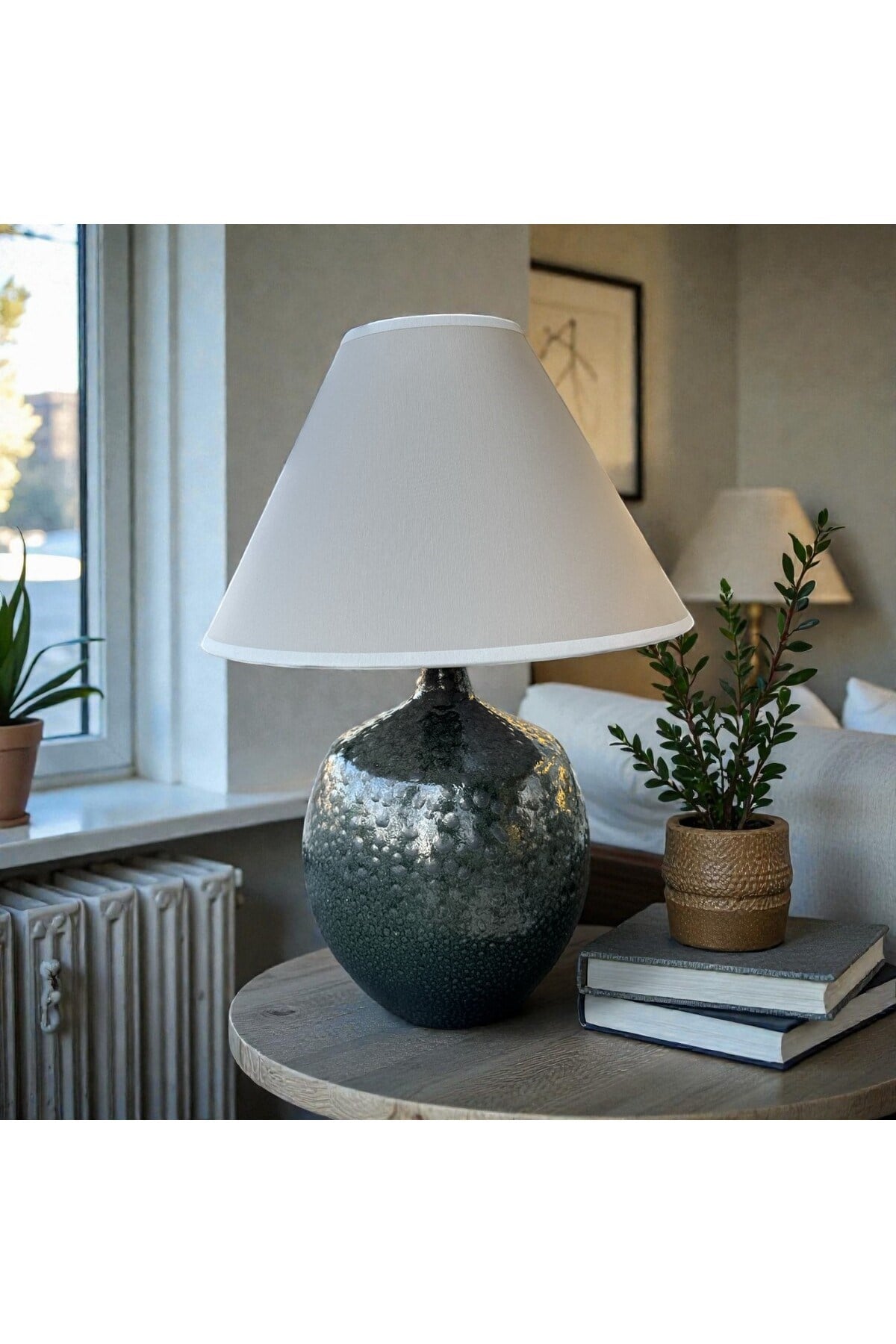 Nordic Curve Dekoratif Çömlek Masa Lambası Nordic Moss
