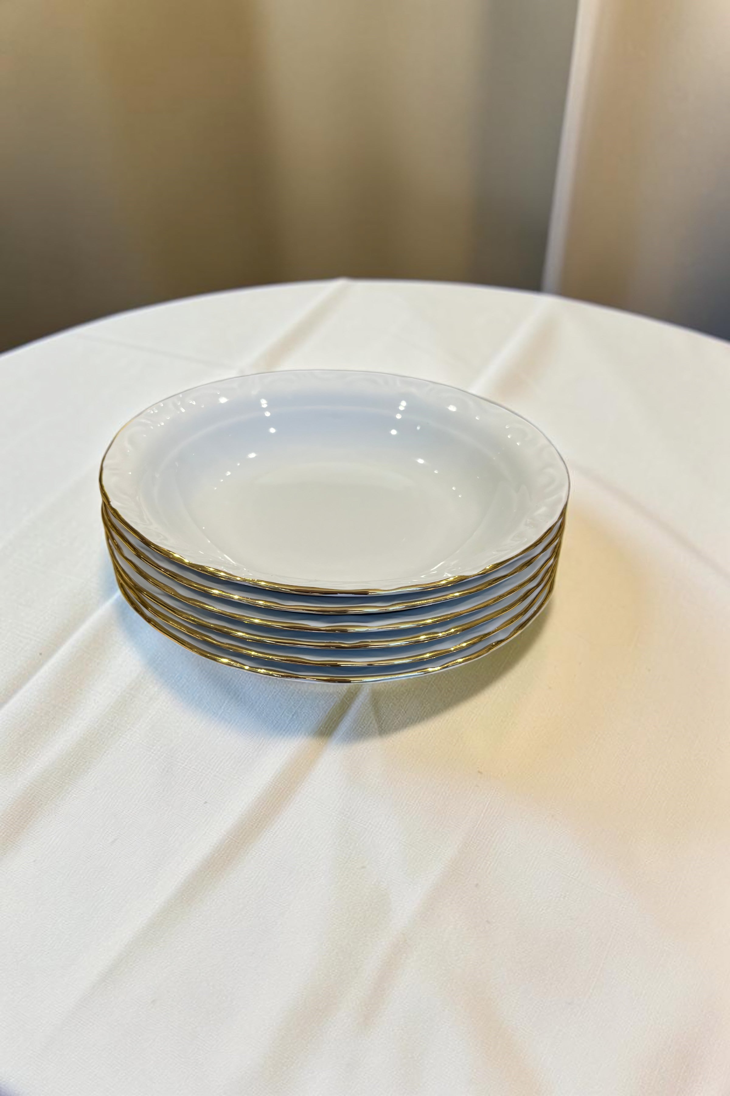 Porland Porselen Altın Yaldız Çukur Yemek Tabağı 20 cm 6 Adet