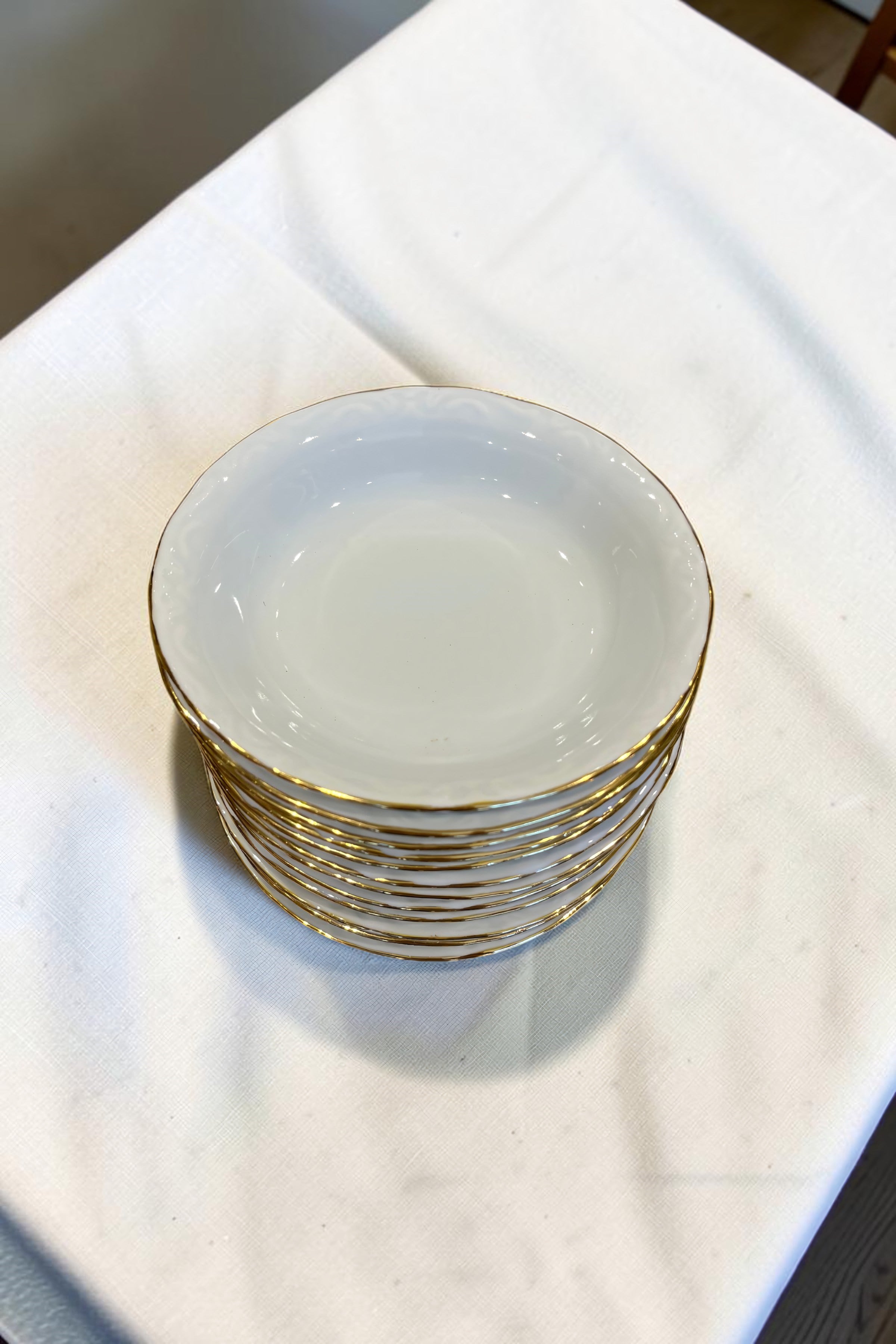 Porland Porselen Altın Yaldız Çukur Yemek Tabağı 17 cm 12 Adet
