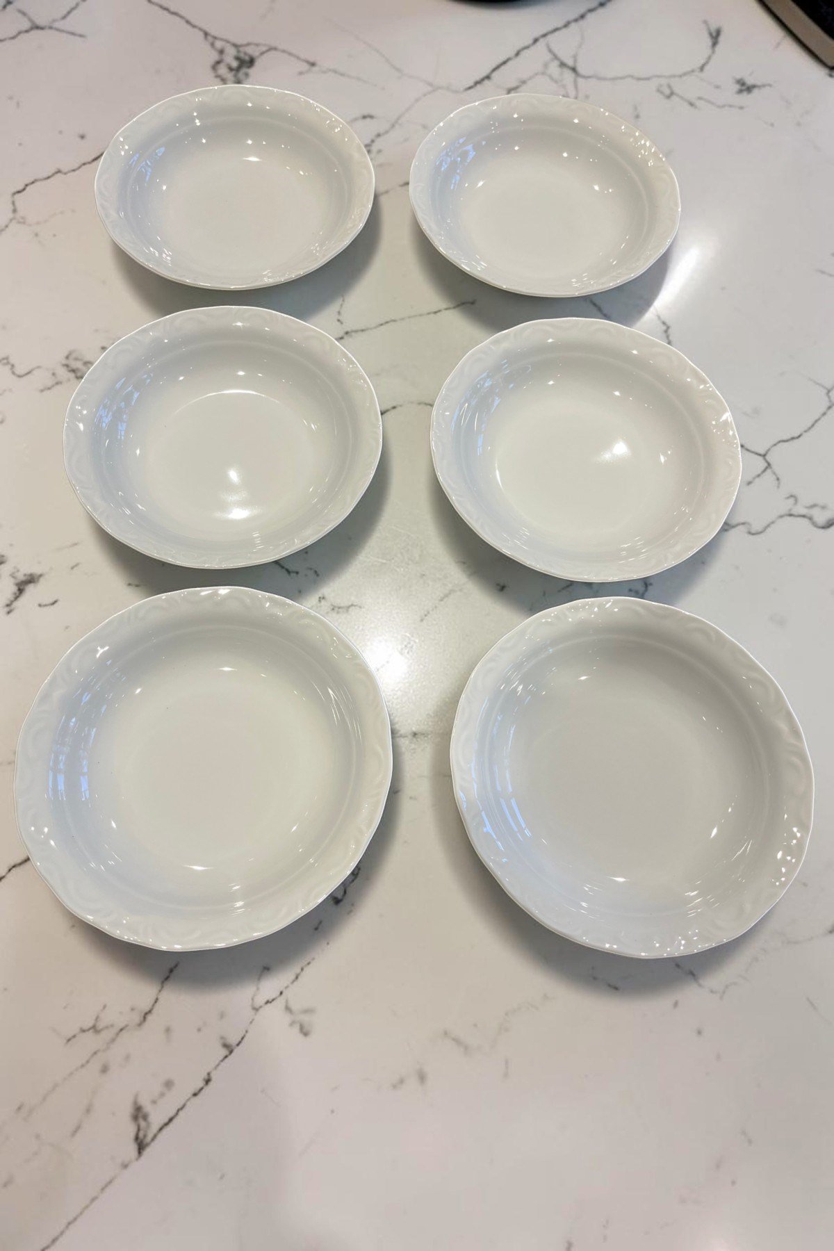 Porland Porselen Beyaz Anadolu 20 cm Çukur Yemek Tabağı 6 Adet