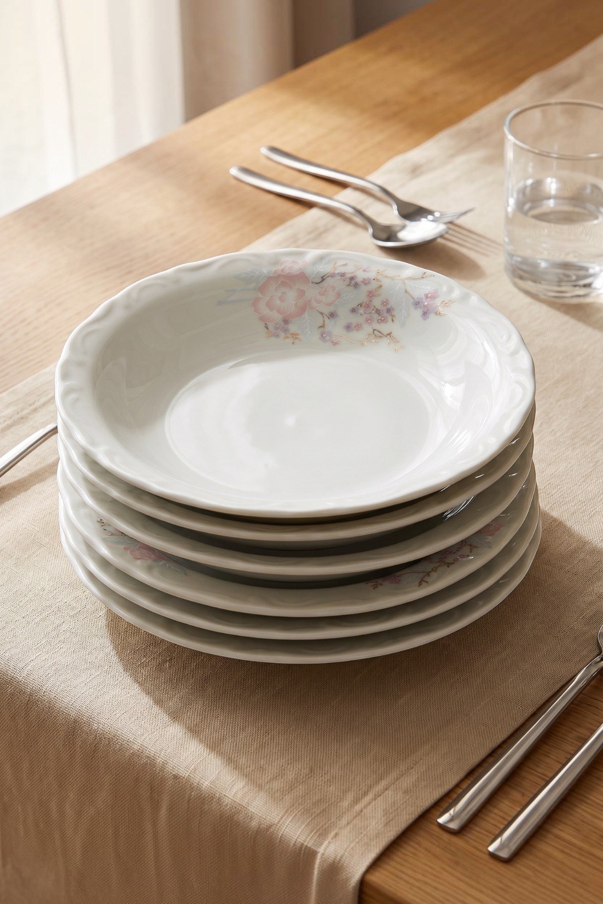 Porland Porselen Glorya 20 cm Çukur Yemek Tabağı 6 Adet