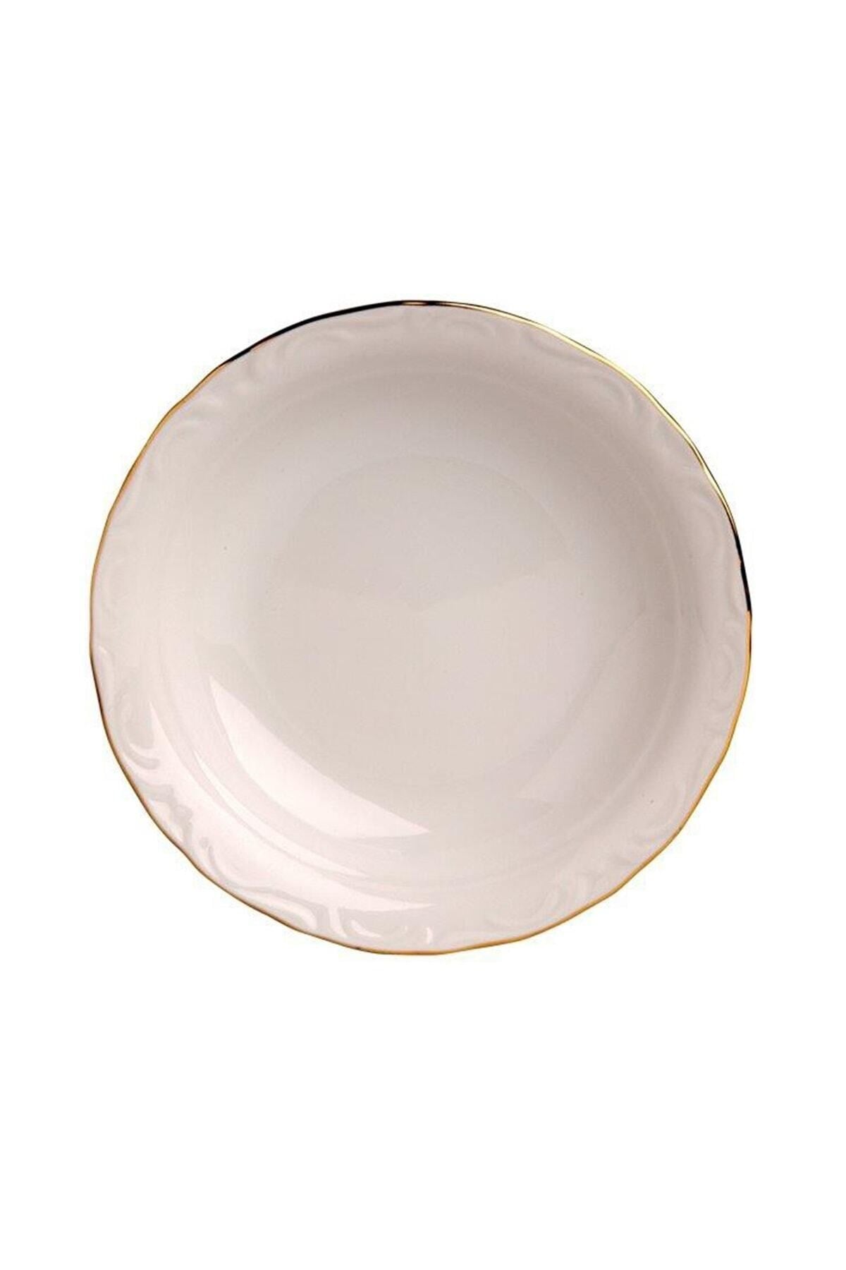 Porselen 12'li Altın Yaldız 17 Cm Çukur Tabak Prl006