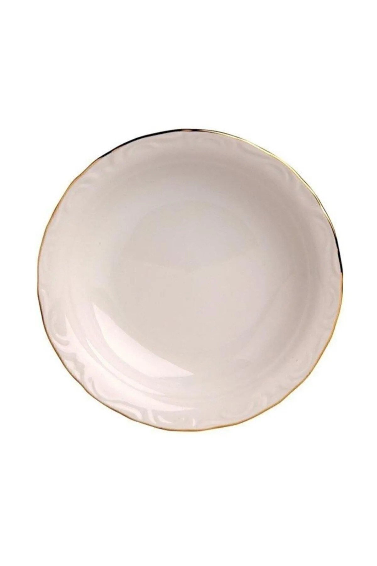 Porselen Çukur Tabak 6'lı Altın Yaldızlı 19 Cm