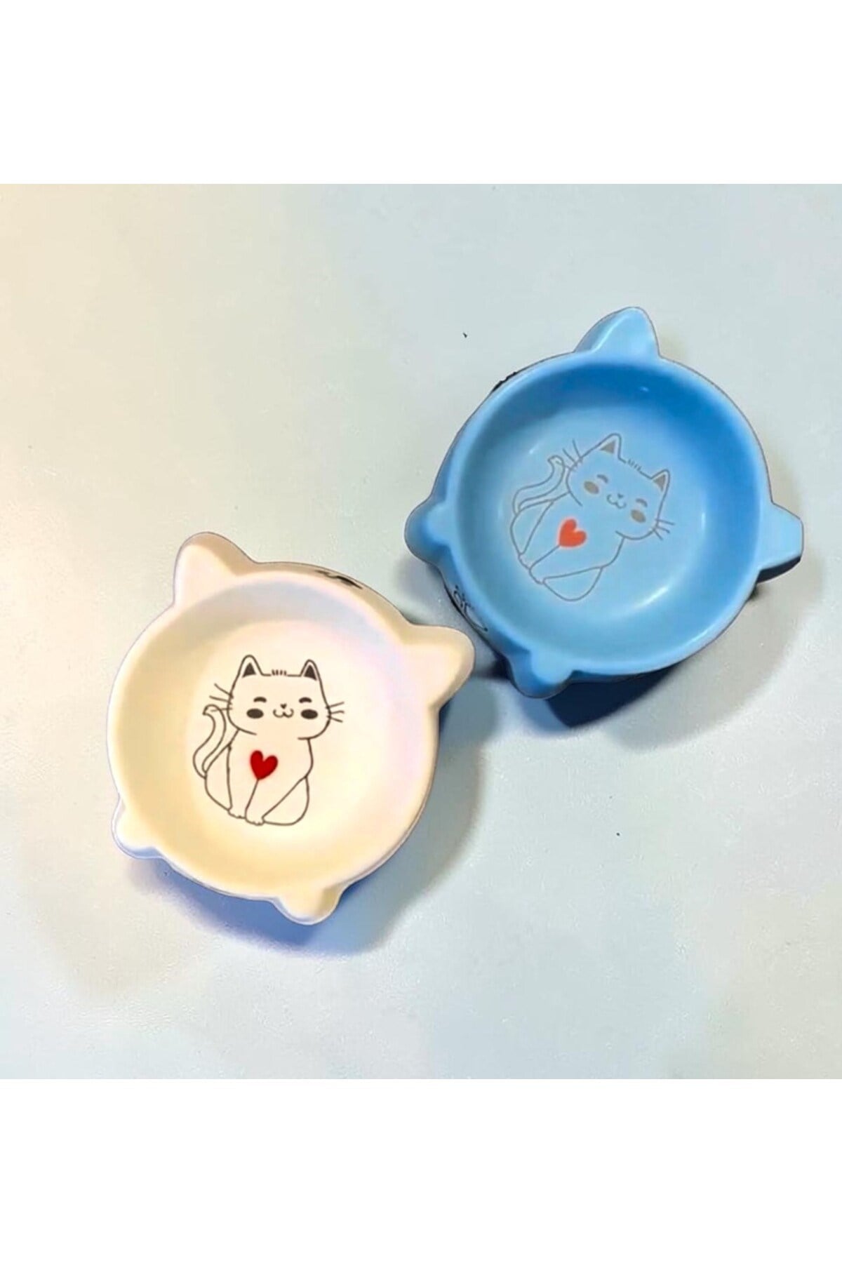 Porselen Mama Kabı 2'li - Desen:3 Mavi-Beyaz