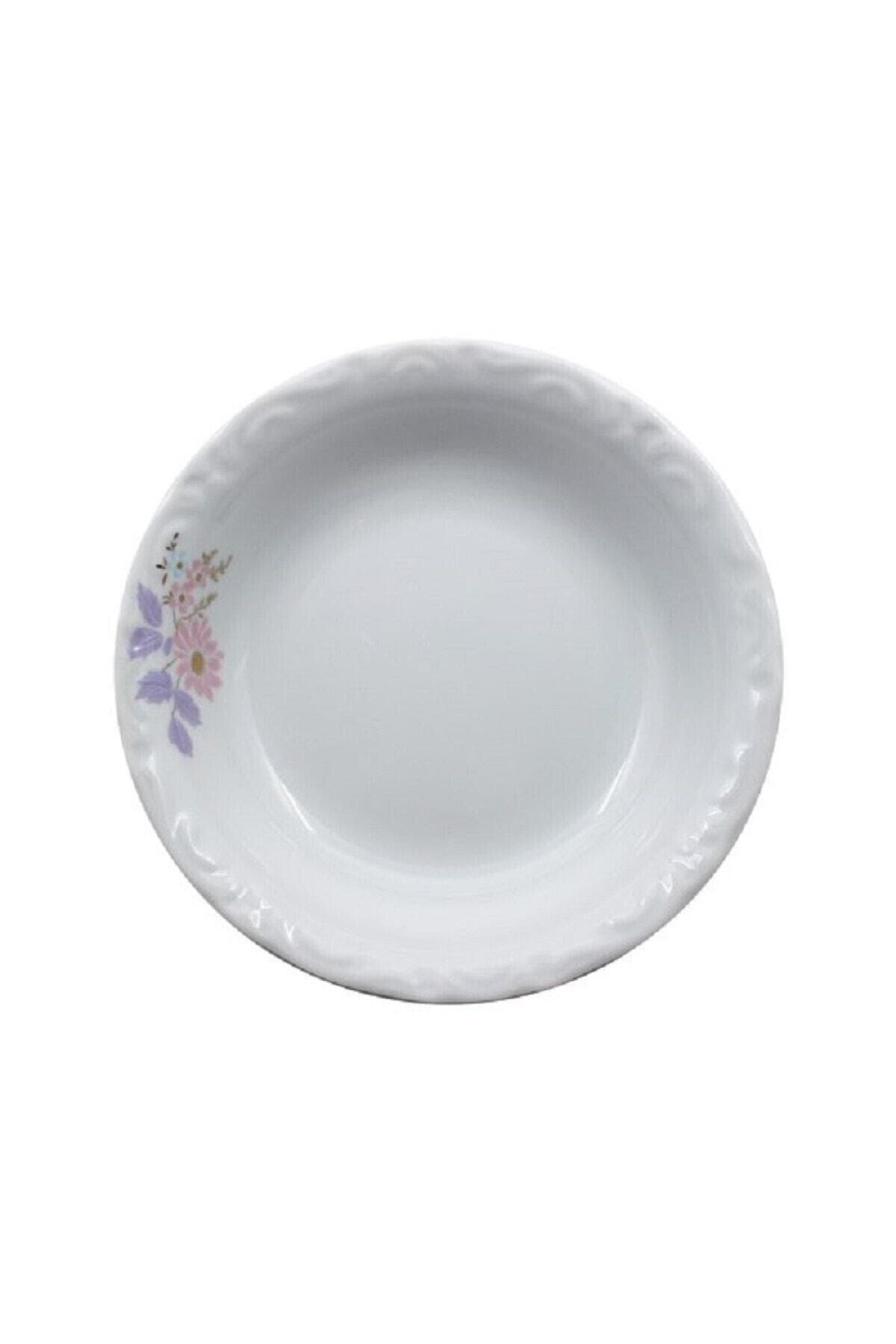 Porselen Melodi Çukur Tabak Çiçek Desenli Küçük Boy Çerezlik 14cm 6lı