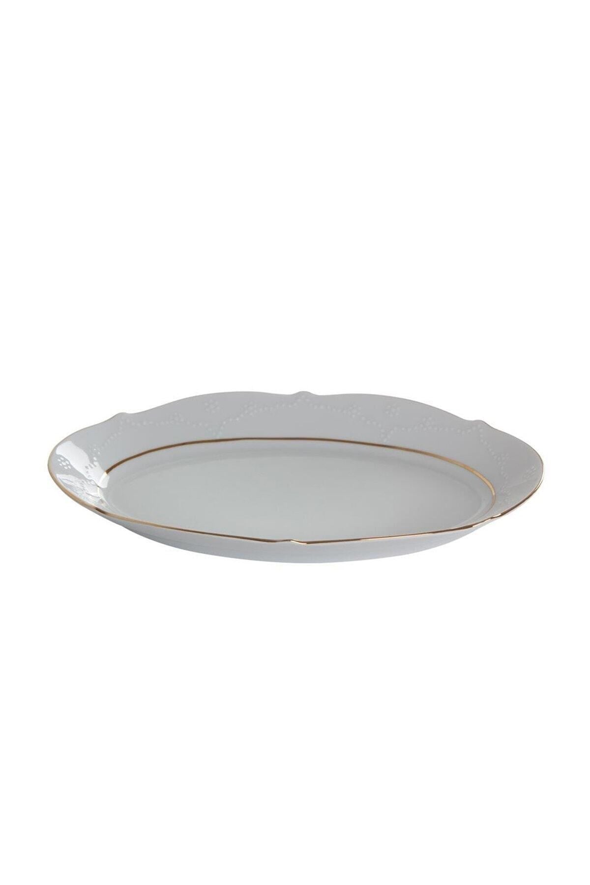 Porselen Queen Altın Yaldız 24 Cm Kayık Tabak PRL001