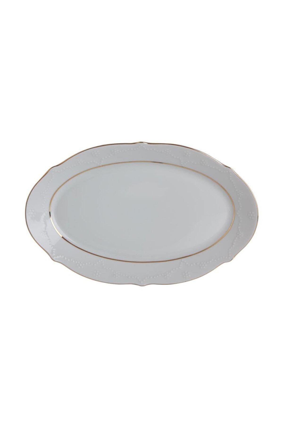 Porselen Queen Altın Yaldız 24 Cm Kayık Tabak PRL001