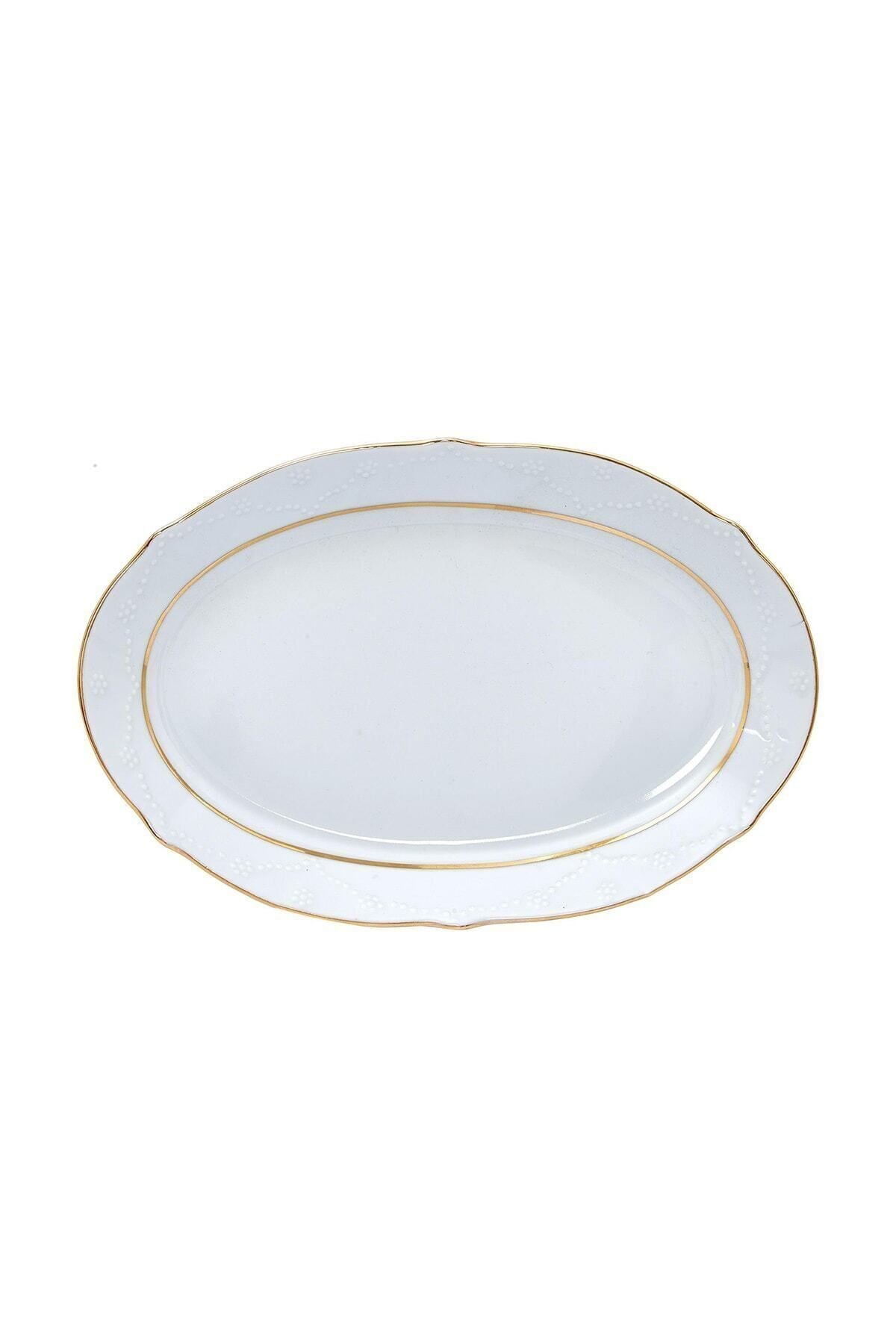 Porselen Queen Altın Yaldız 24 Cm Kayık Tabak PRL001