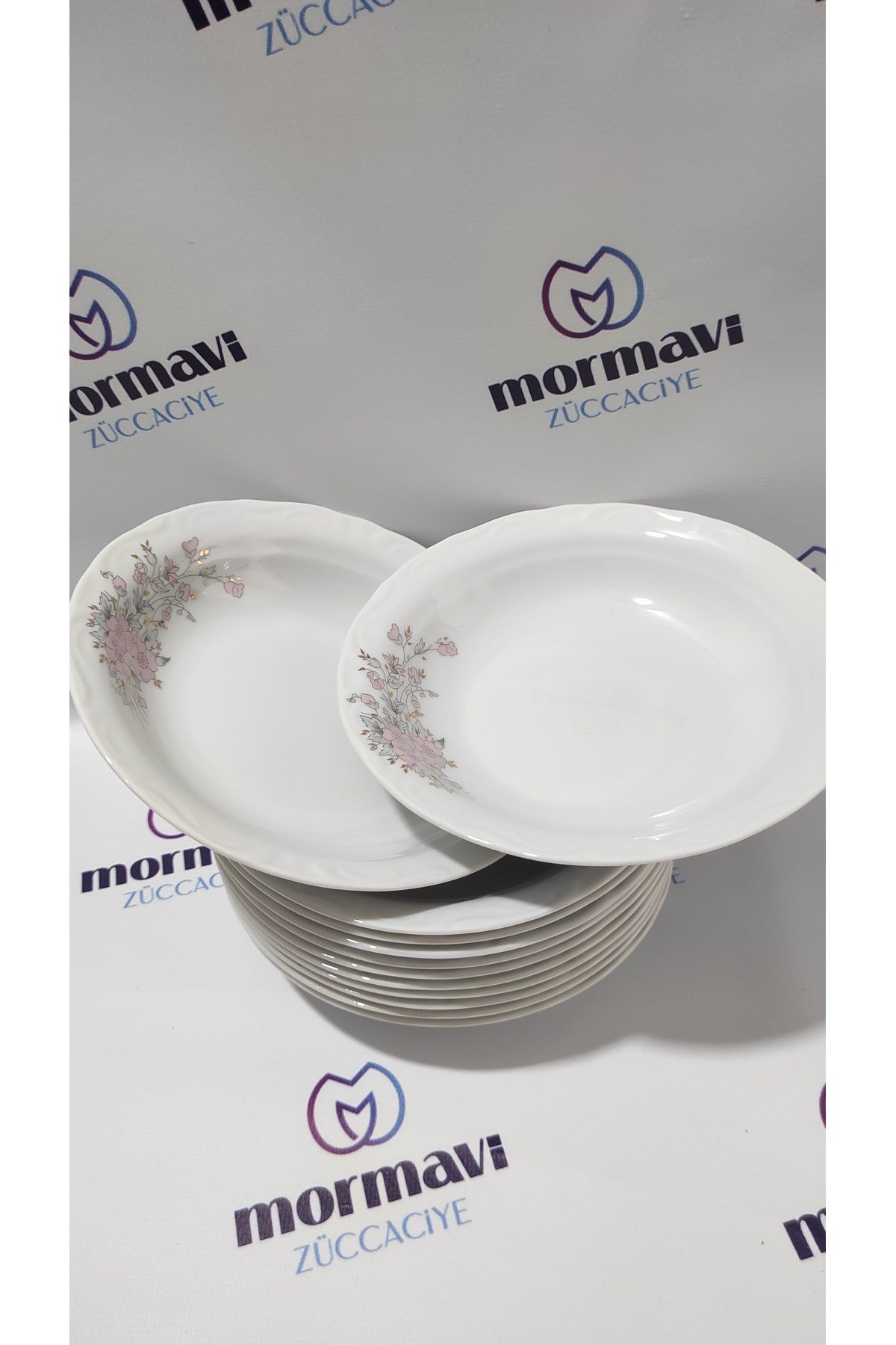 PORSELEN RÜYA 19 CM 12 ADET ÇUKUR YEMEK TABAK