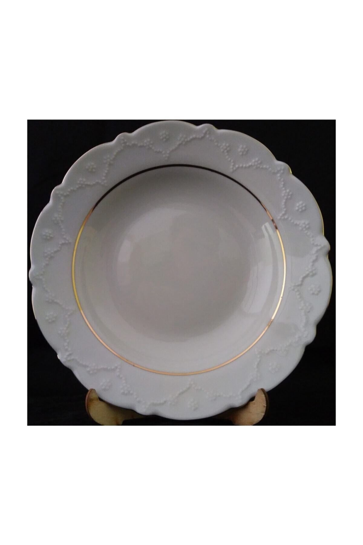 Queen 6'lı Yaldızlı Çukur Tabak 19 Cm