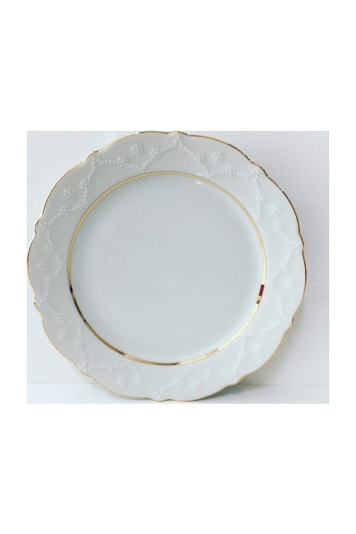 Queen Altın Yaldız 25cm Düz Servis Tabağı 6lı