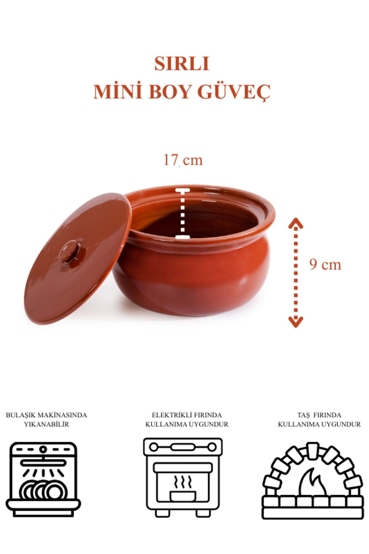 Tam Sırlı Güveç Tencere Mini