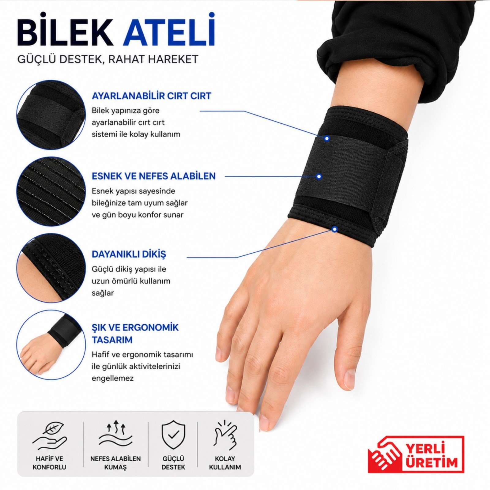  El Bilek Bandajı – Spor, Fitness ve Günlük Kullanım İçin Ağrı Azaltıcı