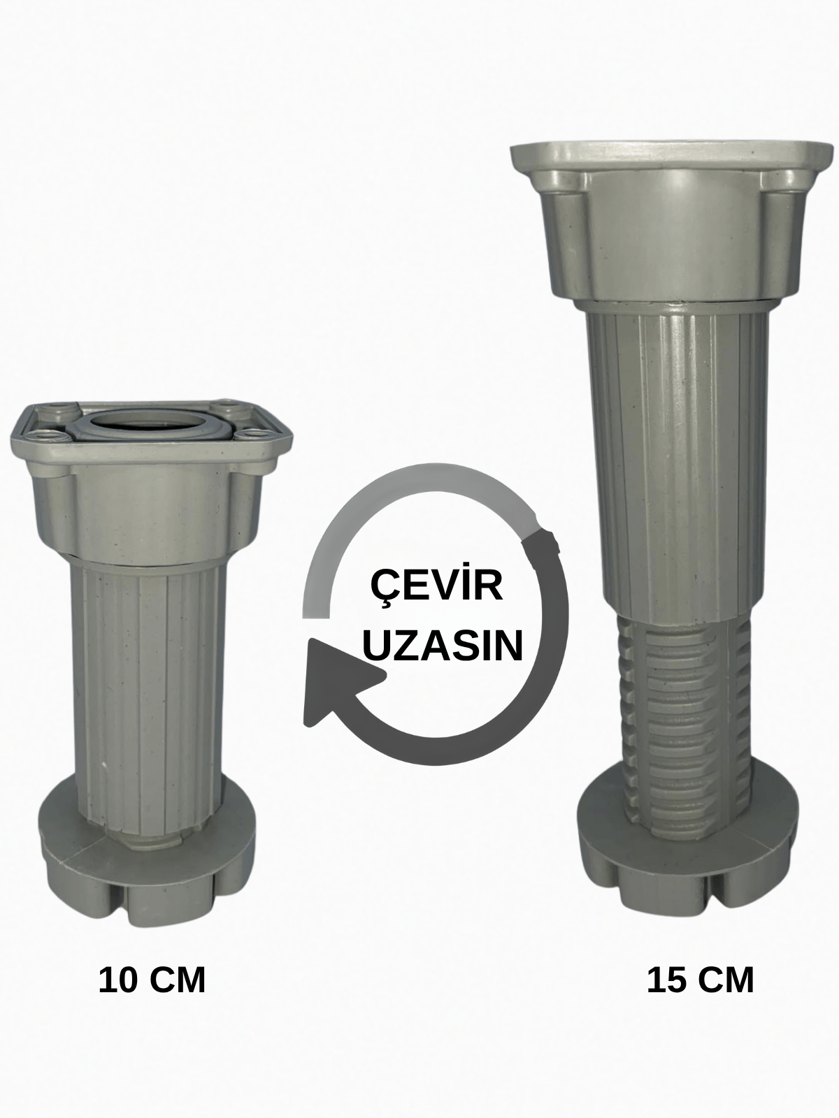 10-15cm Ayarlı Mobilya Ayağı | Baza, Mutfak Banyo Dolabı, Koltuk/Kanepe Yüksek Ayak - 8 ADET
