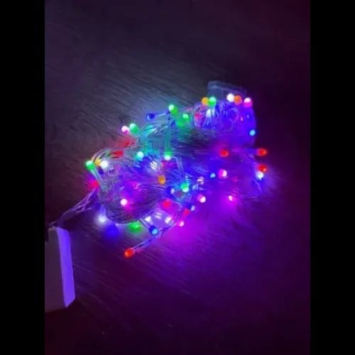 10m 100 Led Damla Uçlu RGB Işık Şeffaf Kablo