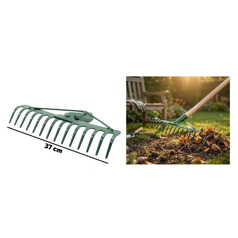 14 Dişli Metal Bahçe Tırmığı - 37 cm Genişlik - Dayanıklı Yapı